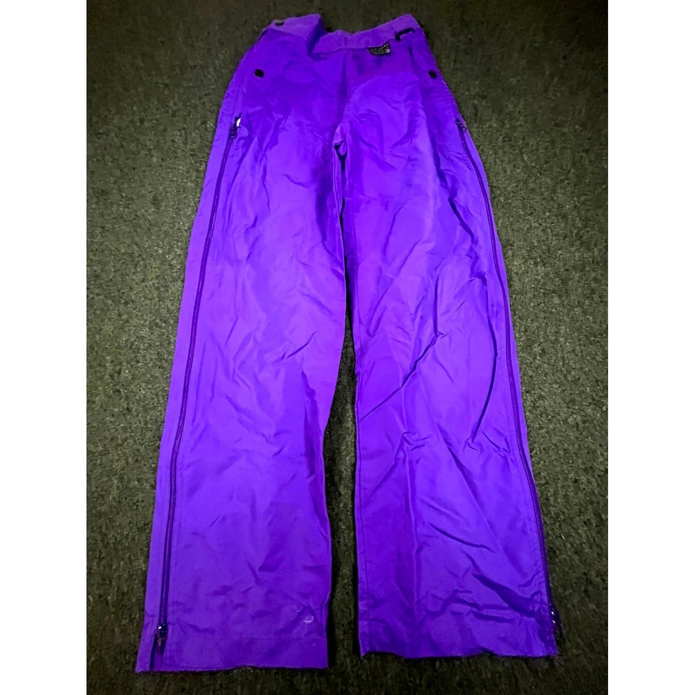 Vintage 90s White Sierra Ski Pants Womens Small Purple Nylon Snowboard Side Zip